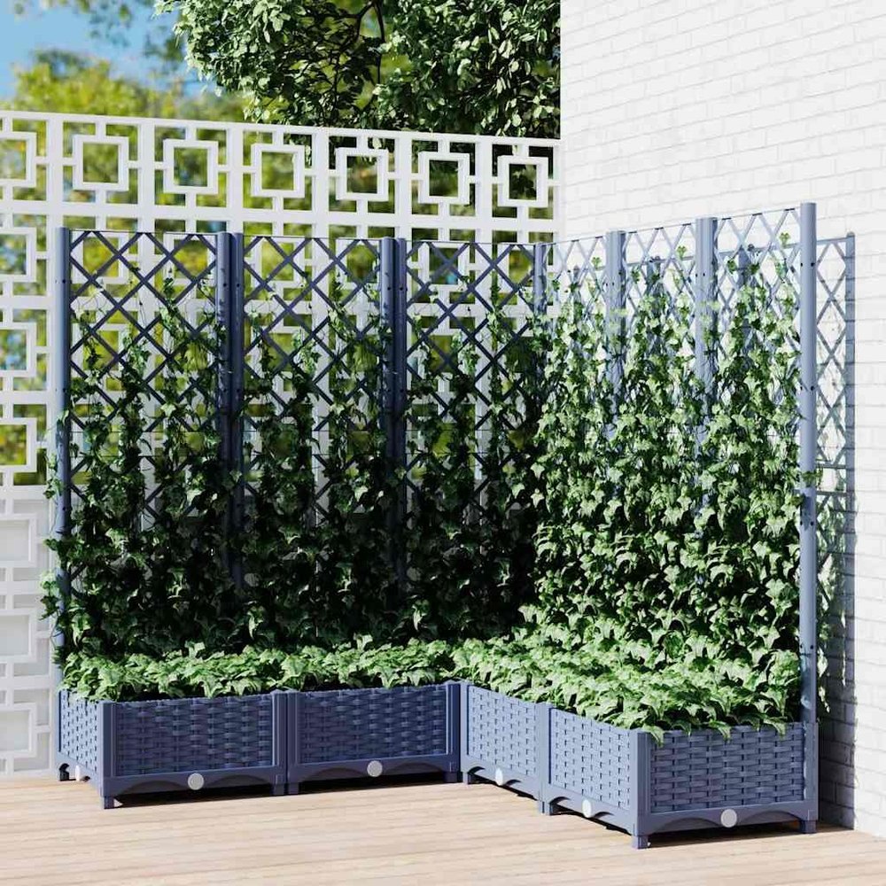 Myheimly Planter with Trellis, Blue-Gray, 120 x 120 x 121.5 cm