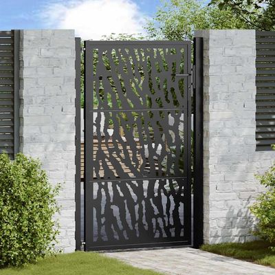 Myheimly Steel Garden Gate, Black, Laser-Cut Design, 105 x 155 cm
