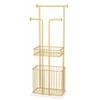 Freestanding Towel Rack with Laundry Basket and Marble Base, Gold-Tone Metal view 1