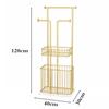 Freestanding Towel Rack with Laundry Basket and Marble Base, Gold-Tone Metal view 2