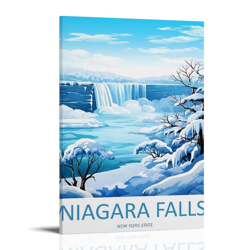 ouweri Niagara Falls New York State Vintage Travel Poster on Canvas, Aesthetic Wall Art, 20 x 30 cm