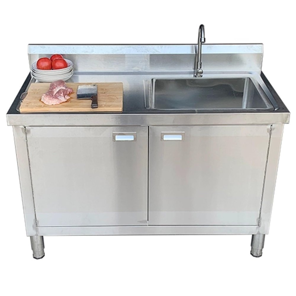 AILZCFX Stainless Steel Utility Sink with Faucet, Platform and Adjustable Legs, 80 × 50 × 80 cm