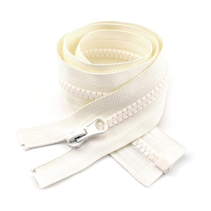 ZIPZSY 2-Pack #5 Resin Open-End Zippers, Ivory, 70 cm