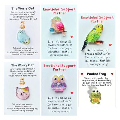 Resin Animal Pocket Hugs, Set of 6 Inspirational Greeting Cards