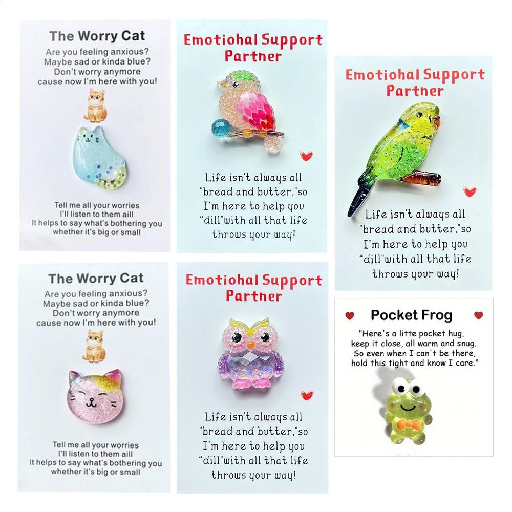 Resin Animal Pocket Hugs, Set of 6 Inspirational Greeting Cards