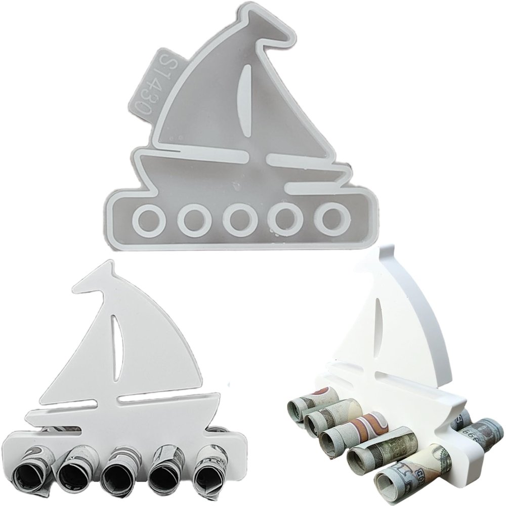 ALEFBET Sailboat Money Gift Holder Silicone Mold (S1430)
