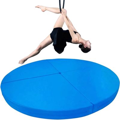 TUPOSTAR Round Pole Crash Mat, Black Foldable Gymnastics Pad, Thick EPE Foam, 160 x 5 cm