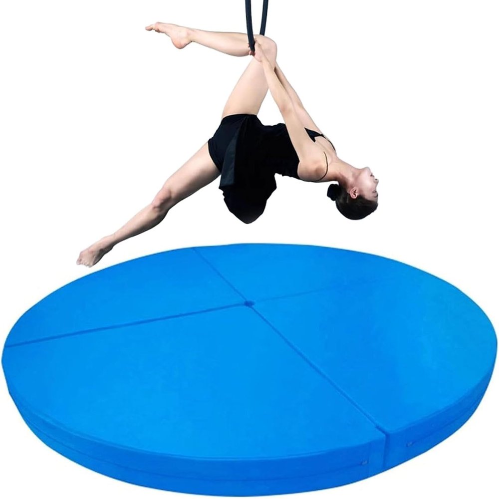 TUPOSTAR Round Pole Crash Mat, Black Foldable Gymnastics Pad, Thick EPE Foam, 160 x 5 cm