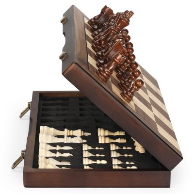 Magnetic Wooden Chess Set for Adults and Children, 43.2 cm, Folding Travel Set