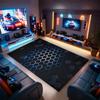 PEIHUODAN 3D Gaming Room Rug for Boys | Flannel Kids' Rug with Neon Gaming Design | Non-Slip Gamer Room Decor Floor Mat (White, 100 x 120 cm) view 1