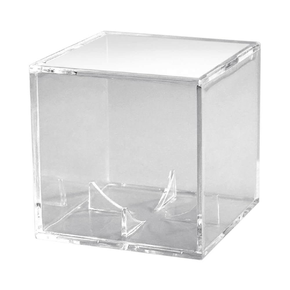 Baseball Display Case, UV Protection, Acrylic, Square, Transparent, for 22.9 cm Balls, 3-Pack