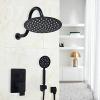 CAQSHN 8-Inch Black Round Ceiling-Mount Rain Shower Set with 2-Function Hand Shower view 1