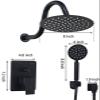 CAQSHN 8-Inch Black Round Ceiling-Mount Rain Shower Set with 2-Function Hand Shower view 2
