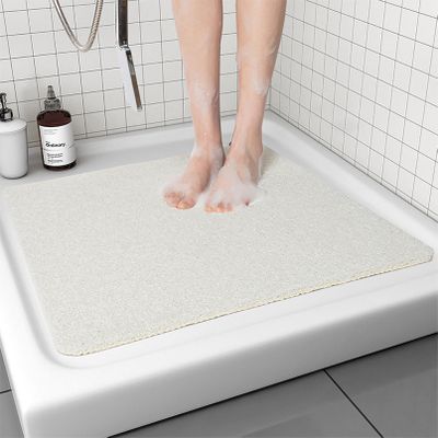 Pevfeciy Non-Slip Shower Mat 110 x 110 cm with Hook