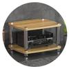 AV Shelf Hi-Fi Audio Cabinet Stand, Turntable MDF Stand, Audio Rack with Shock-Absorbing Feet, Power Amp Shelf, Equipment Cabinet, Wood, 60 x 48 x 38 cm view 1