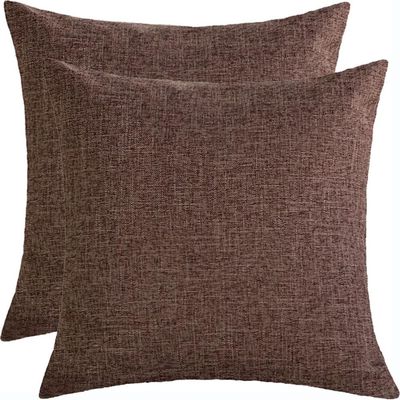 Linen Decorative Pillow Covers, 2-Pack, Coffee, 60 x 60 cm