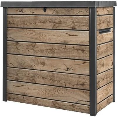 Keter Ontario Garden Storage Box, 870 L | 147 x 83 x 86 cm | Wood-Look Plastic | Gas-Strut Lid | Lockable