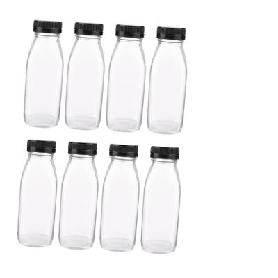 TOPBATHY 8-Piece Transparent Glass Milk and Juice Bottles