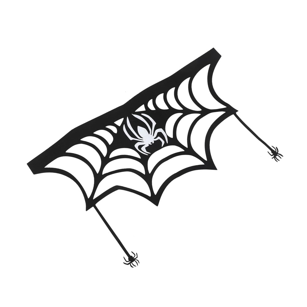 Black Felt Spiderweb Fireplace Mantel Scarf for Halloween Parties