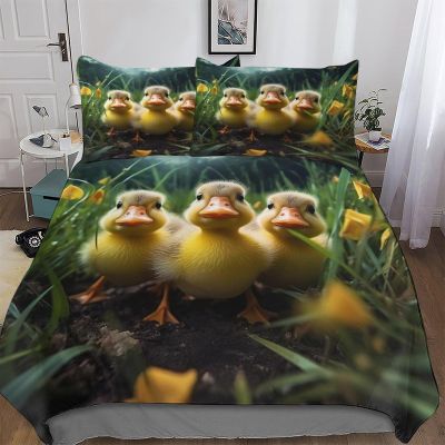 GGJJTT Duck Duvet Cover Set for Girls and Boys, 3-Piece, Double 200 x 200 cm