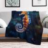 GGJJTT Animal Seahorse Flannel Throw Blanket, Digital Print, Soft Sofa Blanket for Children, Boys, and Adults, 150 x 200 cm view 2