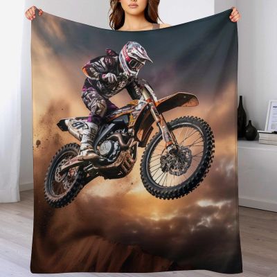 GGJJTT Motocross Flannel Throw Blanket for Sofa, Couch or Bed, 130 x 150 cm
