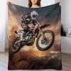GGJJTT Motocross Flannel Throw Blanket for Sofa, Couch or Bed, 130 x 150 cm view 1