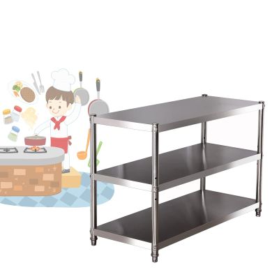 Heavy-Duty 3-Tier Stainless Steel Shelving Unit with Work Table, 100 x 35 x 80 cm