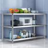 Heavy-Duty 3-Tier Stainless Steel Shelving Unit with Work Table, 100 x 35 x 80 cm view 2