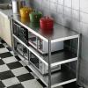Heavy-Duty 3-Tier Stainless Steel Shelving Unit with Work Table, 100 x 35 x 80 cm view 3