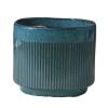 GLigeT Oval Ceramic Flower Pot, Blue-Green Striped, Large view 1
