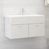 WSJHUHK Bathroom Vanity Cabinet, High-Gloss White, 90 x 38.5 x 46 cm, Engineered Wood view 1