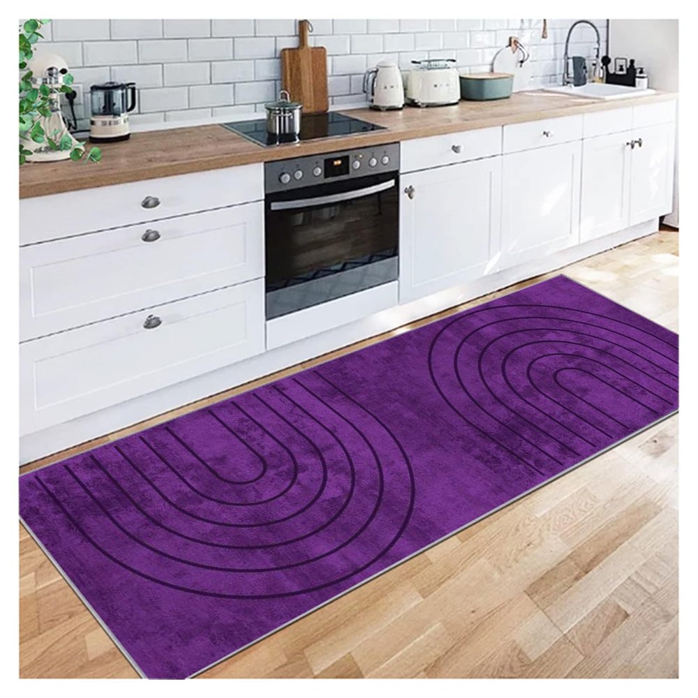 Siunwdiy Modern Hallway Runner Rug, Non-Slip, 100 x 480 cm, Purple, Washable