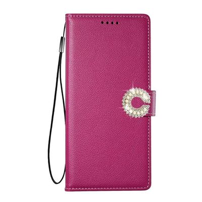 SEHEYA Case for Samsung Galaxy A71 4G, Folding PU Leather Wallet Cover with Magnetic Closure, Card Slots and Rhinestone Carabiner, Rose Red