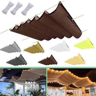 Retractable Wave Shade Sail 300 x 550 cm, Adjustable, Waterproof, UV-Resistant, Rust Red