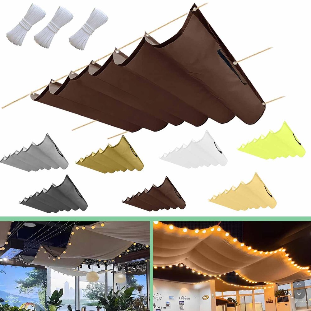 Retractable Wave Shade Sail 300 x 550 cm, Adjustable, Waterproof, UV-Resistant, Rust Red