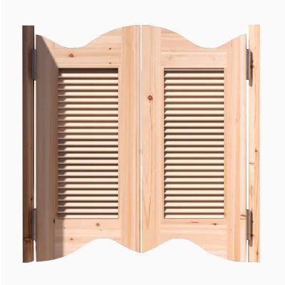 Unpainted Solid Wood Café Saloon Doors with Hinges, W 110 x H 90 cm