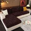 Upgraded Stretch Velvet Sofa Cover for 1-, 2-, and 3-Seaters, U- and L-Shaped Sofas with Chaise, Non-Slip Pet Furniture Protector (Brown, Loveseat, 2-Piece) view 3