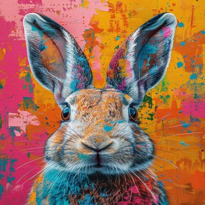 Bunny Paint by Numbers Kit for Adults, 80 x 110 cm, with 3 Brushes and Acrylic Paint