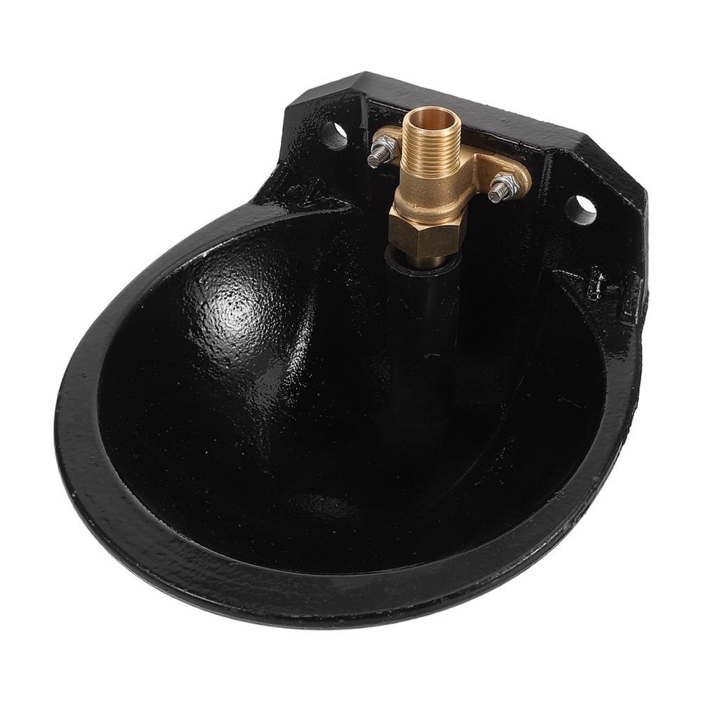 Automatic Livestock Waterer, Iron and Brass, Black, Large