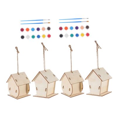 KOMBIUDA Hanging DIY Birdhouse Painting Craft Kit, 1 Set