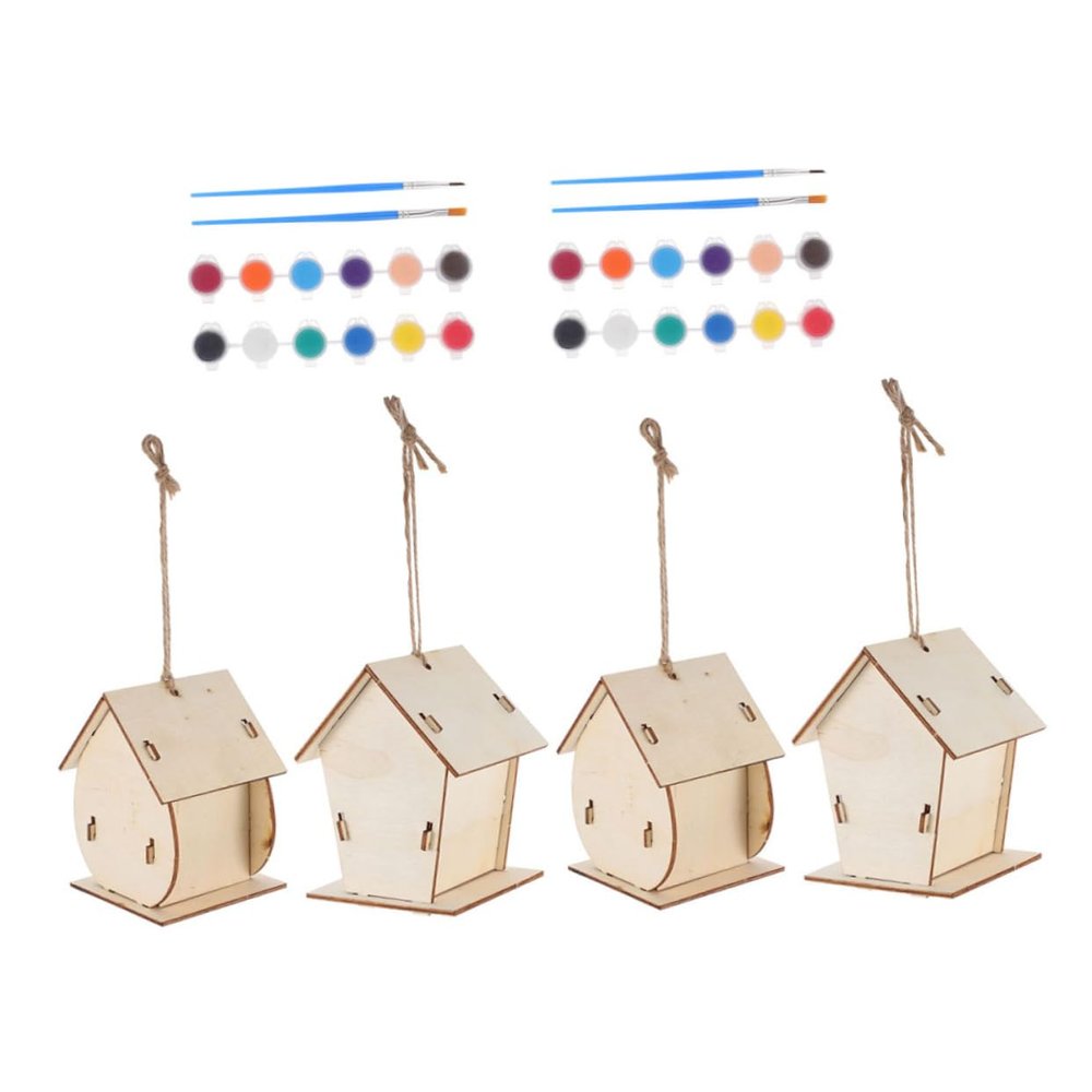 KOMBIUDA Hanging DIY Birdhouse Painting Craft Kit, 1 Set