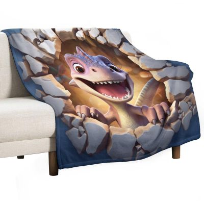 Super Soft Lightweight Dinosaur Blanket, Fluffy Warm 3D-Printed Flannel Throw, 180 x 200 cm