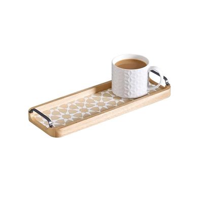 FUHAI-666 Wooden Serving Tray, Rectangular Decorative Coffee Tray