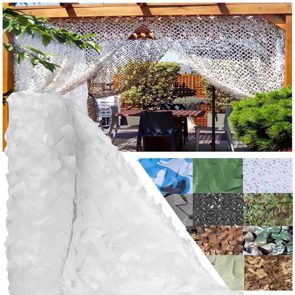 CAQXAQP White Camouflage Net for Outdoor Hunting, Decoration, and Privacy Screening, 1 m x 7 m, with Sun Protection, Customizable Size