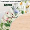 Odot Washable Elastic Oval Tablecloth, 3D Spring Flowers (Birds), 132 x 229 cm view 3