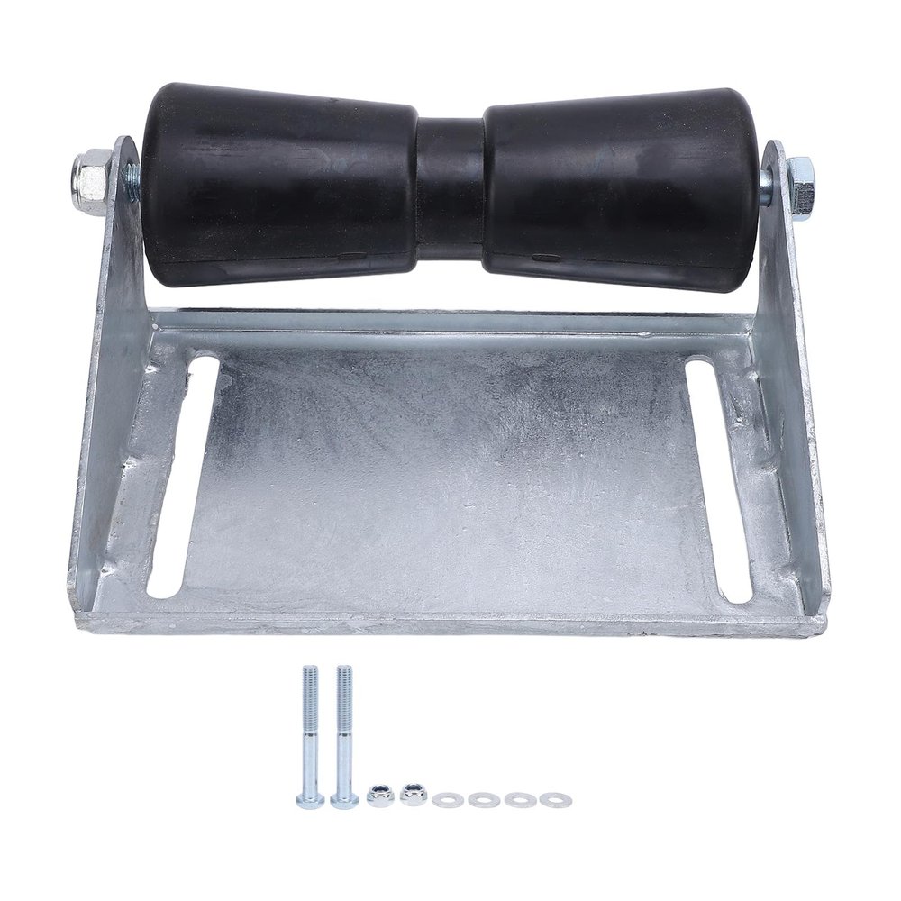 Ghzste Tough Black Rubber Bow Boat Trailer Roller Mount, Boat Trailer Roller Assembly, Heavy-Duty Galvanized Steel Bracket with Mounting Bolts for Loading and Launching Boats (12