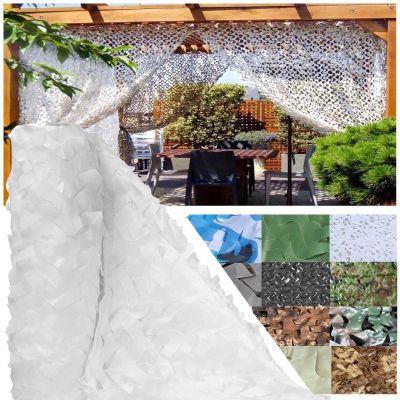 CAQXAQP White Camouflage Net for Outdoor Hunting and Decoration, 5 x 12 m, Concealment and Sunshade