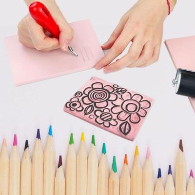 4-Piece Rubber Carving Block Stamp-Making Kit for Printmaking
