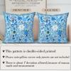 HZYKDWD Set of 2 Boho Floral Pillow Covers, 20 x 20 in, Blue view 3